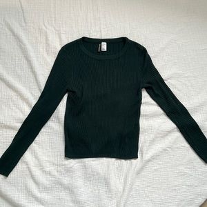 Divided-Emerald Green Ribbed Top